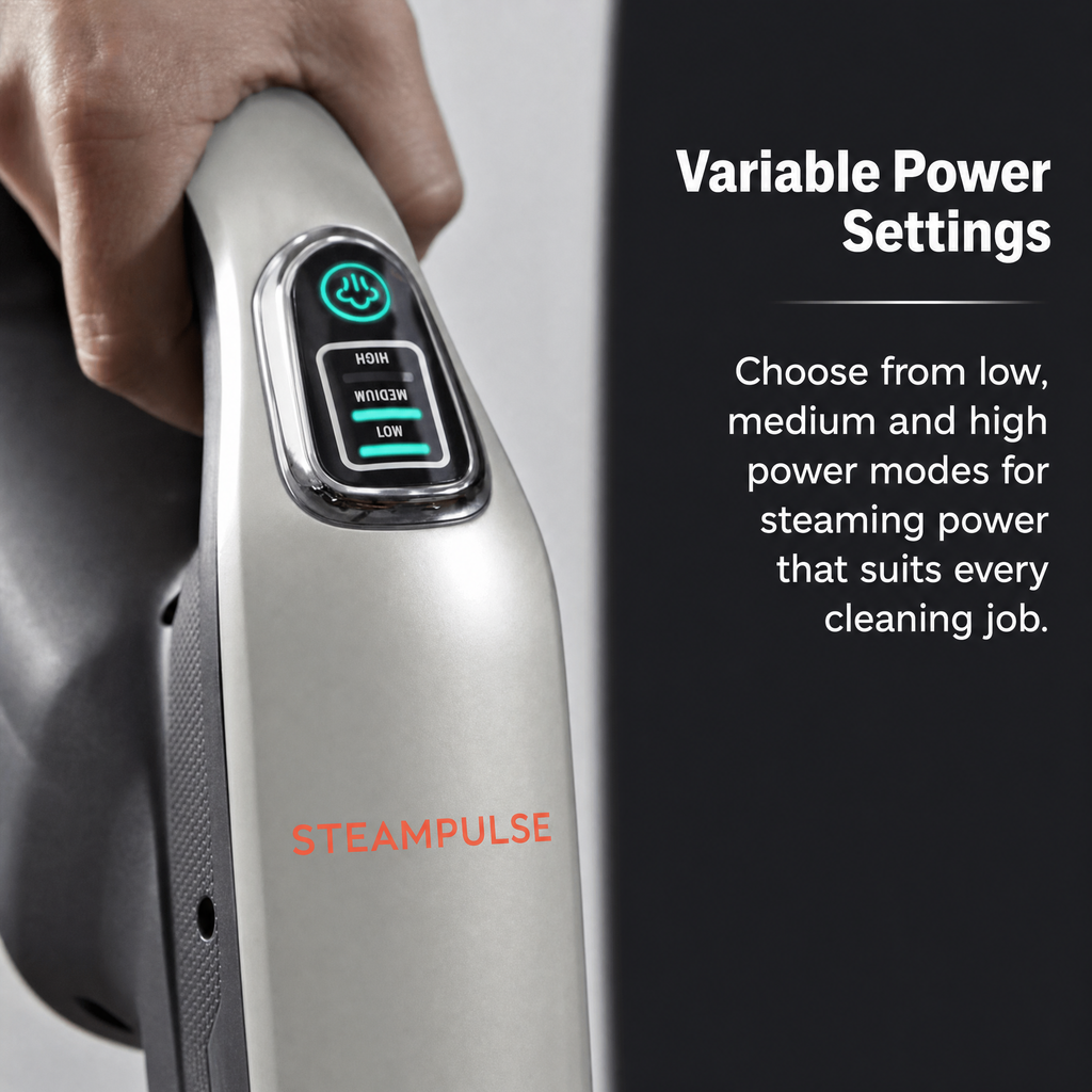 SteamPulse variable power settings, low medium high