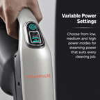 SteamPulse variable power settings, low medium high